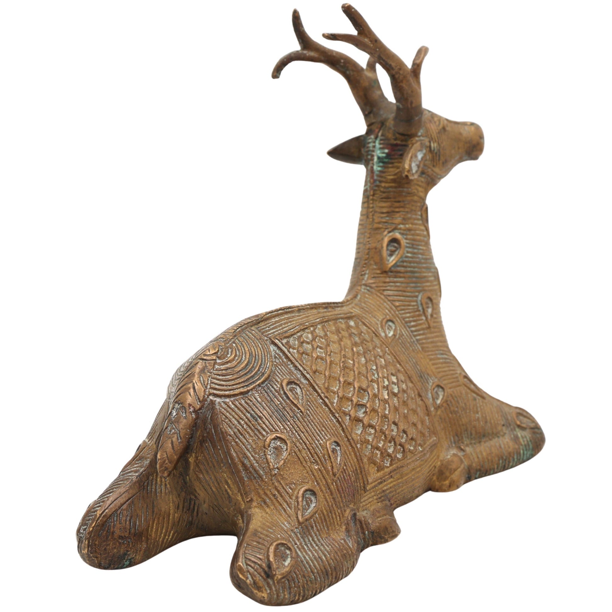 Brass Dogra Deer Idol | Dhokra Tribal Deer Sculpture | Handmade Brass Deer Figurine | Dogra Brass Showpiece | Brass Deer Home Decor,Brown, 5.5 Inch, 1 Piece