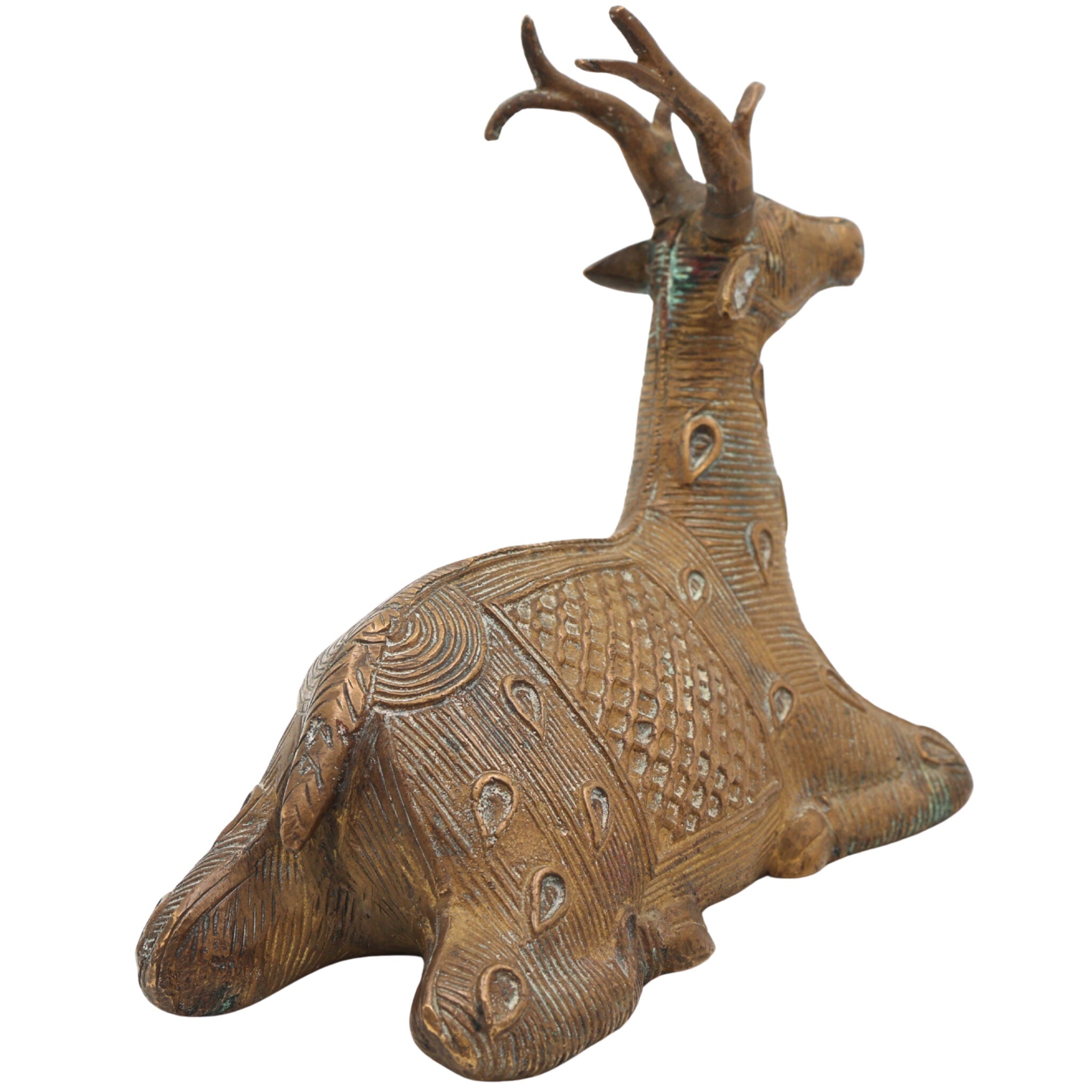 Brass Dogra Deer Idol | Dhokra Tribal Deer Sculpture | Handmade Brass Deer Figurine | Dogra Brass Showpiece | Brass Deer Home Decor,Brown, 5.5 Inch, 1 Piece