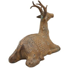 Brass Dogra Deer Idol | Dhokra Tribal Deer Sculpture | Handmade Brass Deer Figurine | Dogra Brass Showpiece | Brass Deer Home Decor,Brown, 5.5 Inch, 1 Piece