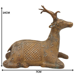 Brass Dogra Deer Idol | Dhokra Tribal Deer Sculpture | Handmade Brass Deer Figurine | Dogra Brass Showpiece | Brass Deer Home Decor,Brown, 5.5 Inch, 1 Piece