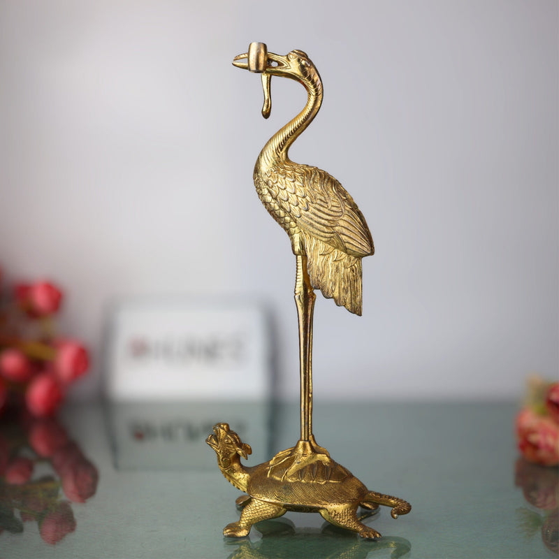 Brass Hamsa Swan Idol – Raj Hamsa, Paramahamsa Figurine, White Swan Sculpture for Home, Temple & Spiritual Decor,Brown, 10.5 Inch, 1 Piece