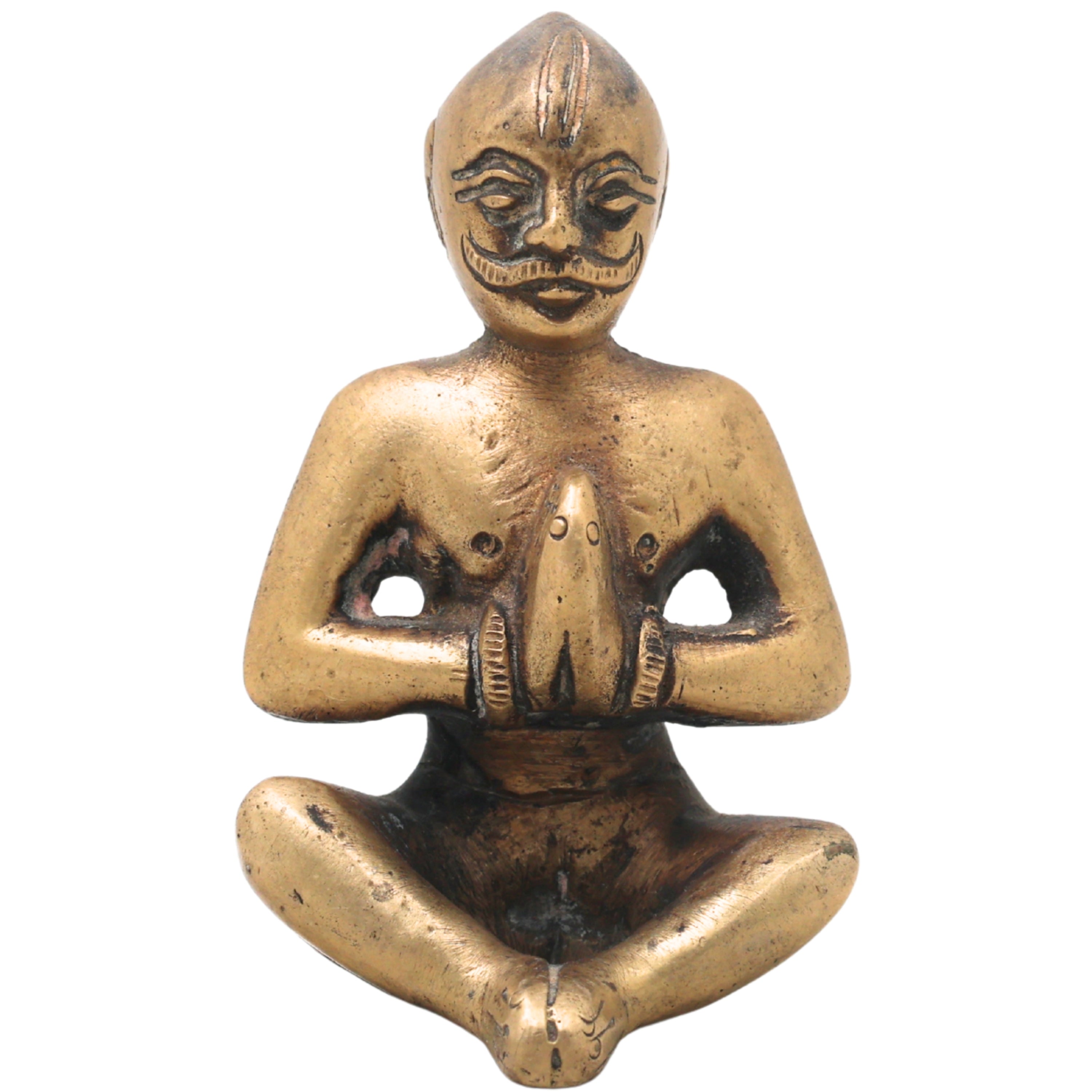 Brass Brahman Sitting Idol Handcrafted Traditional Vedic Sage Guru Murti for Pooja Home Decor Gifting,Brown, 3 Inch, 1 Piece