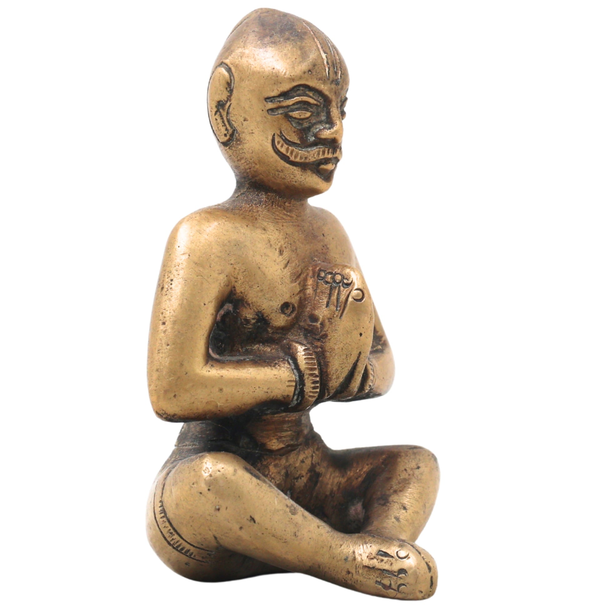 Brass Brahman Sitting Idol Handcrafted Traditional Vedic Sage Guru Murti for Pooja Home Decor Gifting,Brown, 3 Inch, 1 Piece