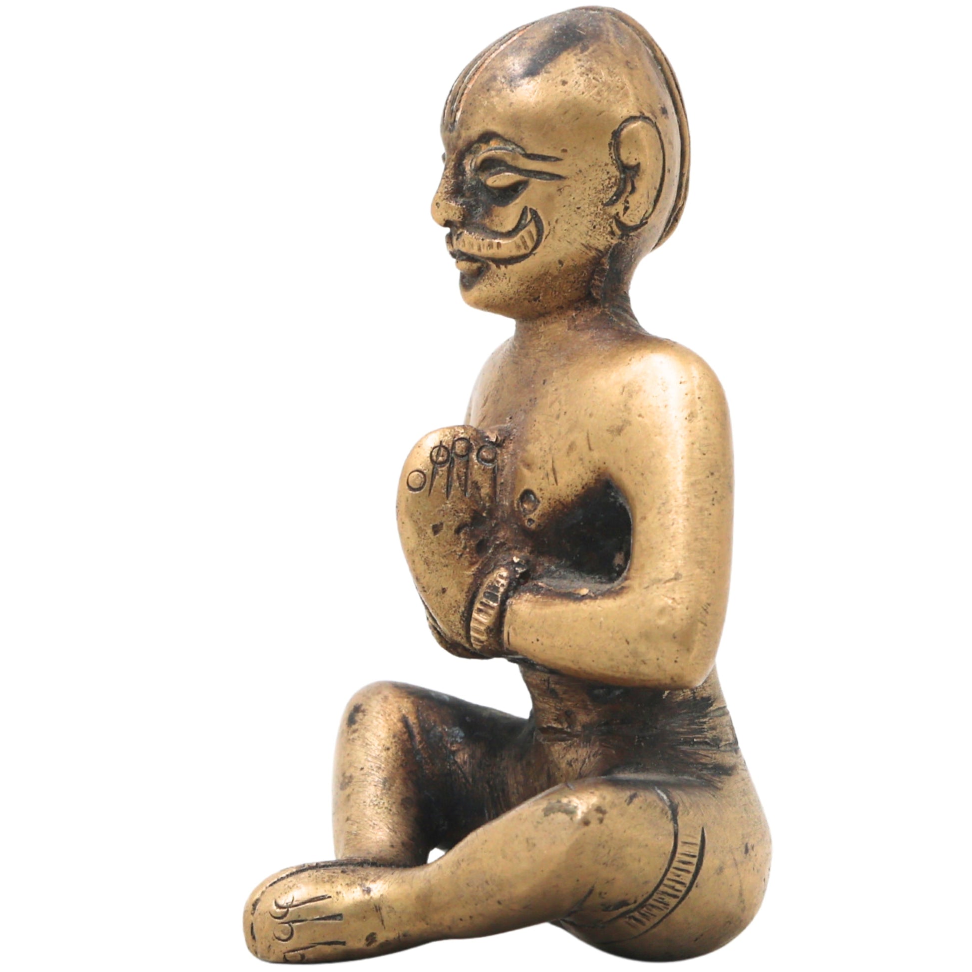 Brass Brahman Sitting Idol Handcrafted Traditional Vedic Sage Guru Murti for Pooja Home Decor Gifting,Brown, 3 Inch, 1 Piece