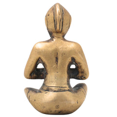 Brass Brahman Sitting Idol Handcrafted Traditional Vedic Sage Guru Murti for Pooja Home Decor Gifting,Brown, 3 Inch, 1 Piece