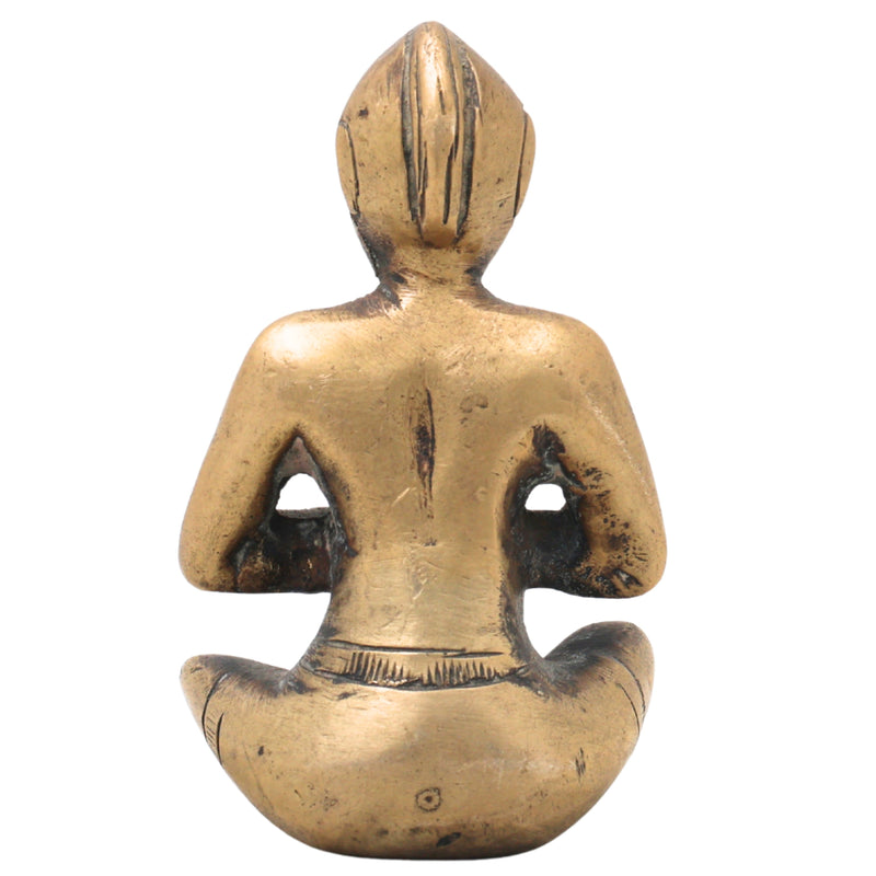 Brass Brahman Sitting Idol Handcrafted Traditional Vedic Sage Guru Murti for Pooja Home Decor Gifting,Brown, 3 Inch, 1 Piece