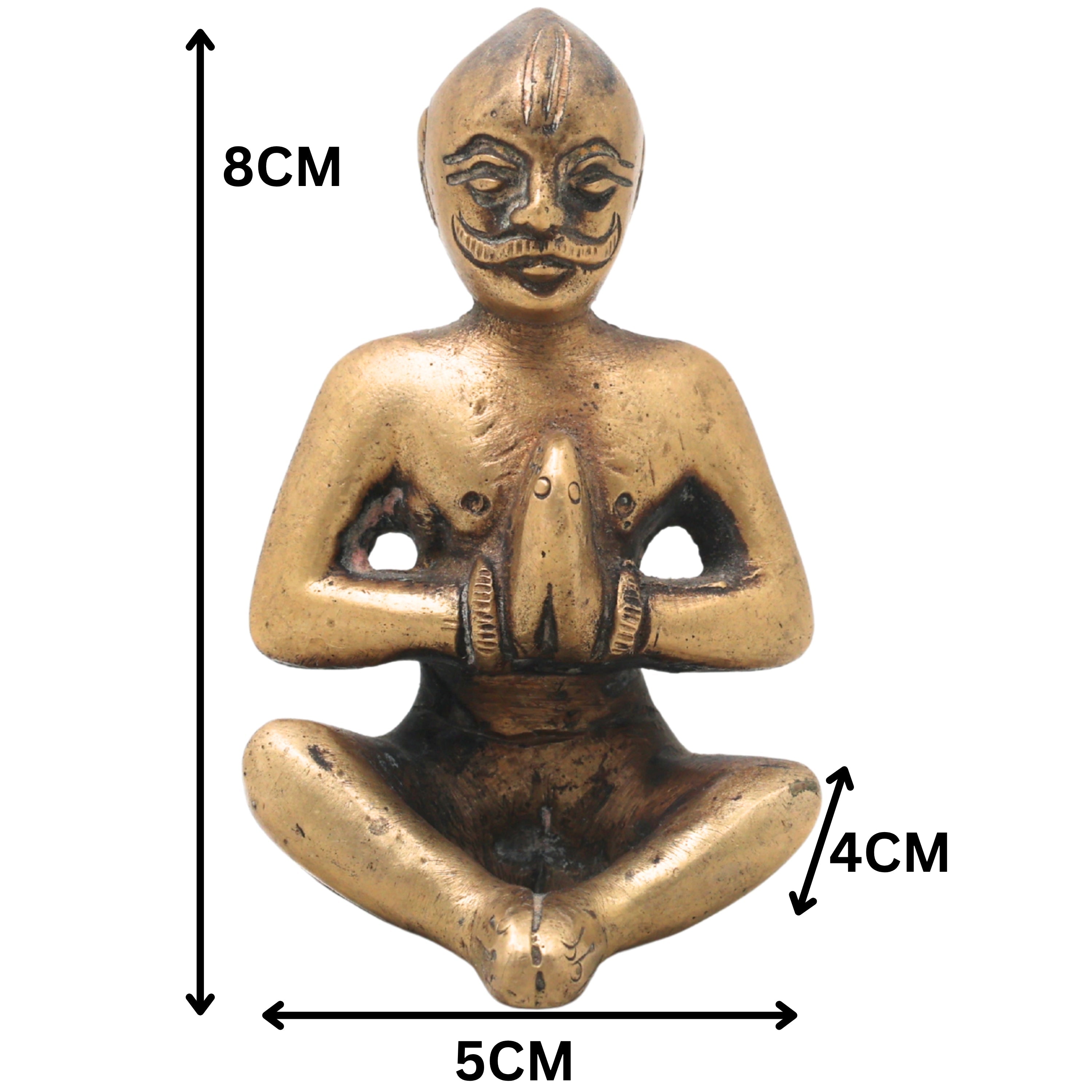 Brass Brahman Sitting Idol Handcrafted Traditional Vedic Sage Guru Murti for Pooja Home Decor Gifting,Brown, 3 Inch, 1 Piece