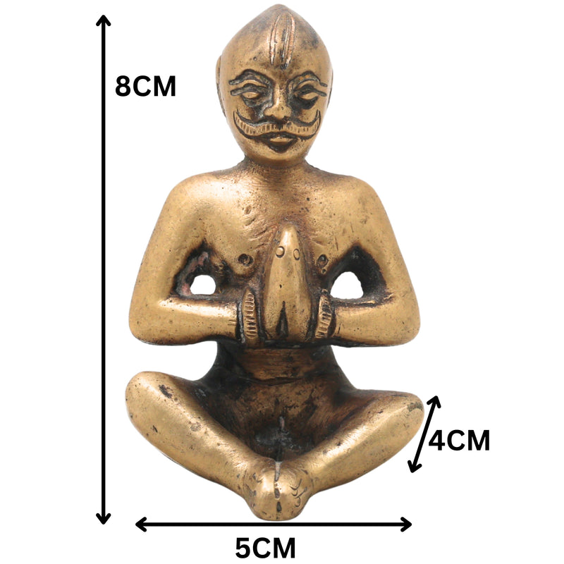 Brass Brahman Sitting Idol Handcrafted Traditional Vedic Sage Guru Murti for Pooja Home Decor Gifting,Brown, 3 Inch, 1 Piece