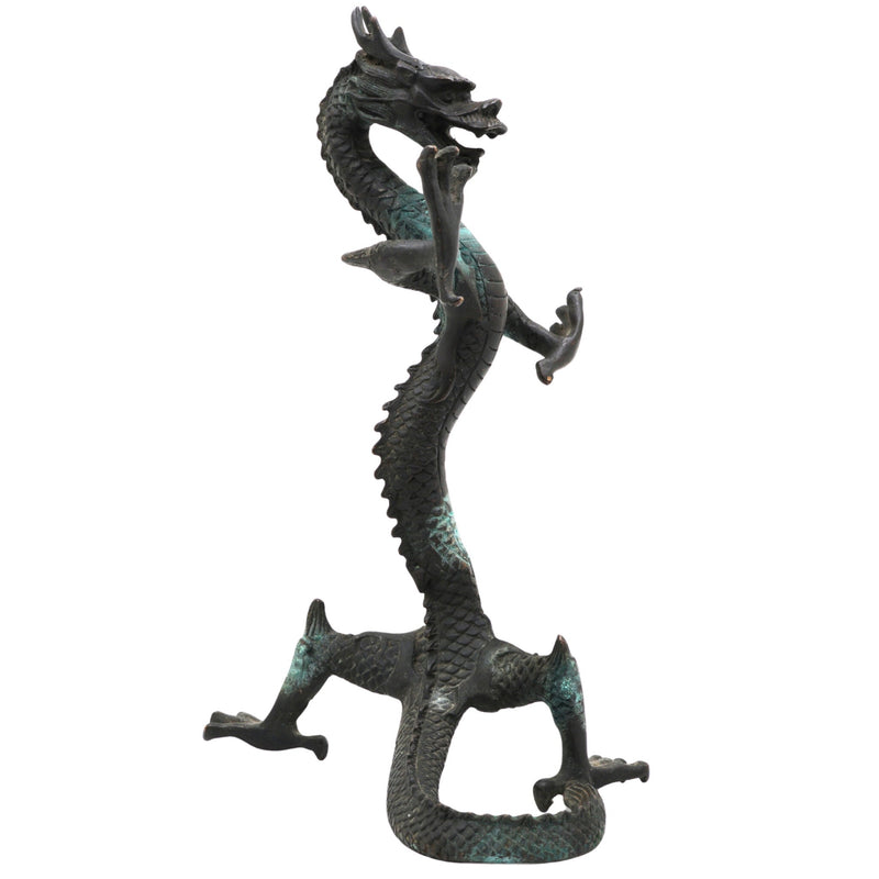 Brass Dragon Idol – Naga, Sarpa, Naag, Shesha, Vasuki, Airavata Mythical Serpent Figurine for Home & Temple Decor,Brown, 9.5 Inch, 1 Piece