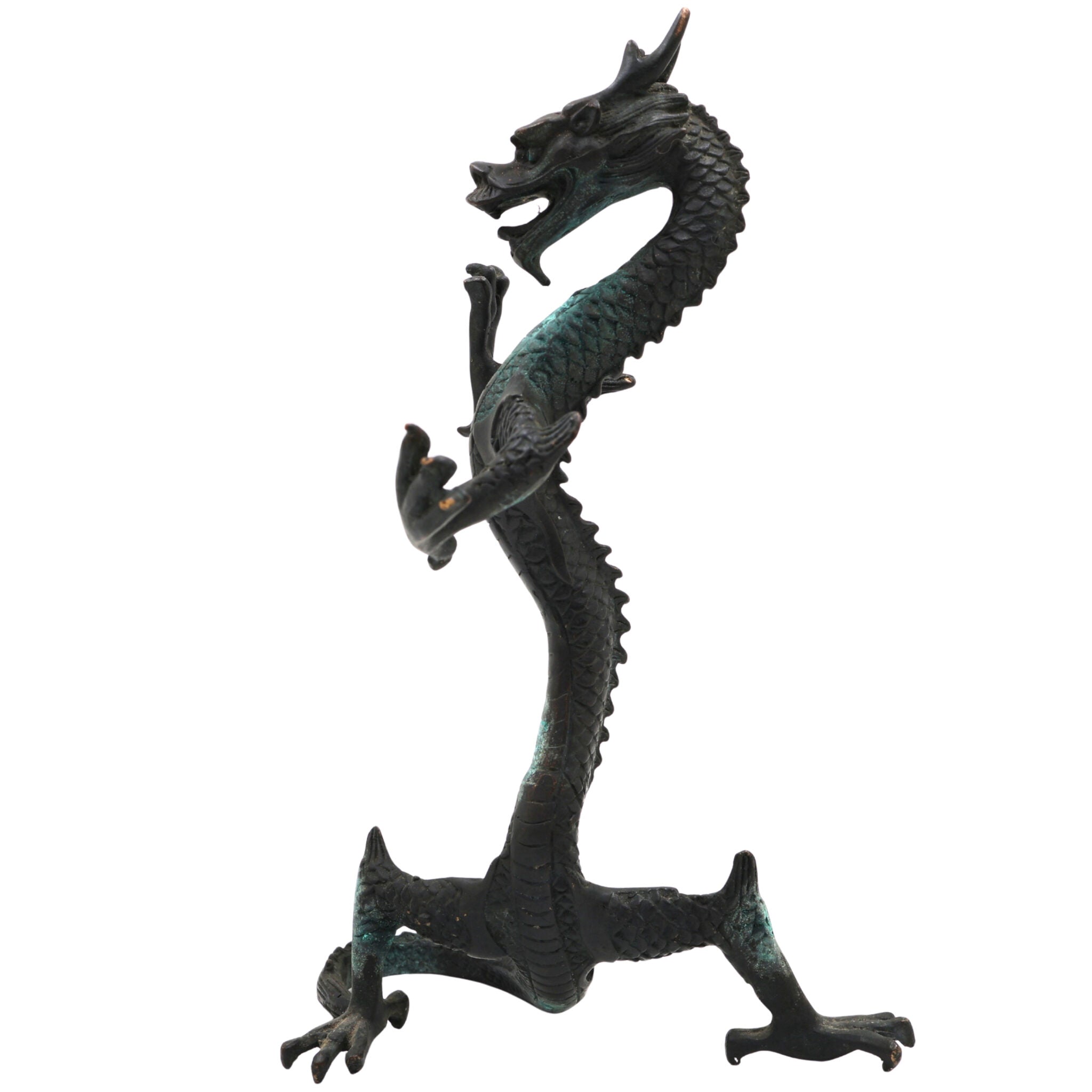 Brass Dragon Idol – Naga, Sarpa, Naag, Shesha, Vasuki, Airavata Mythical Serpent Figurine for Home & Temple Decor,Brown, 9.5 Inch, 1 Piece