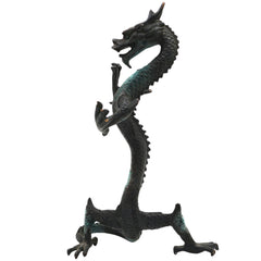 Brass Dragon Idol – Naga, Sarpa, Naag, Shesha, Vasuki, Airavata Mythical Serpent Figurine for Home & Temple Decor,Brown, 9.5 Inch, 1 Piece