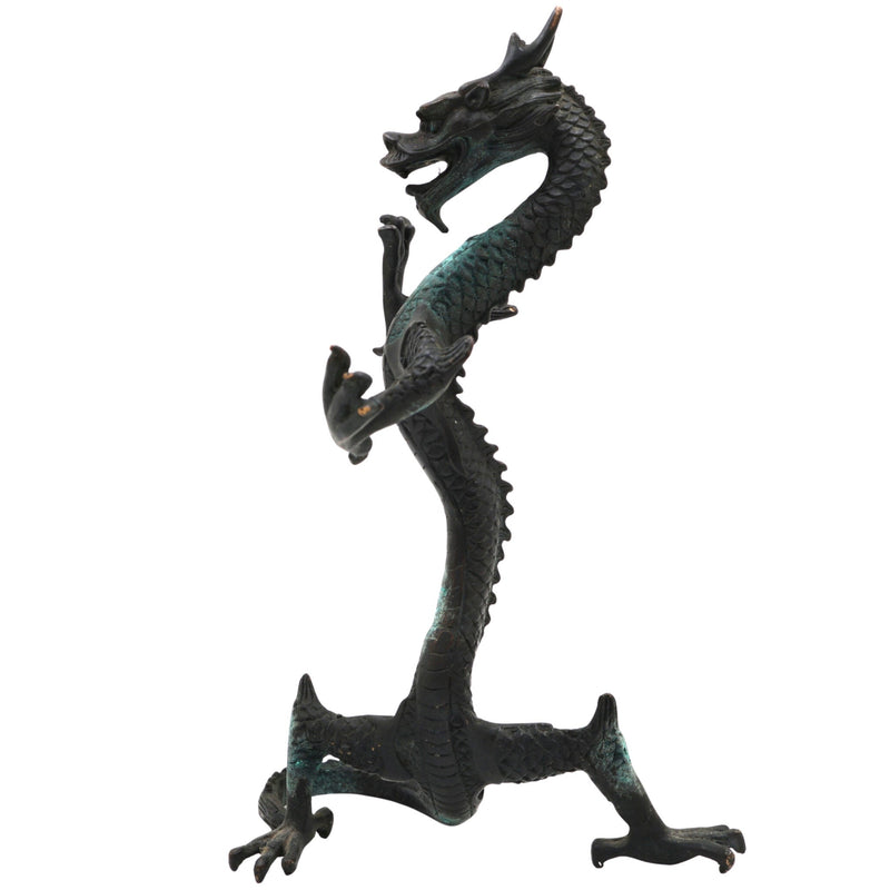 Brass Dragon Idol – Naga, Sarpa, Naag, Shesha, Vasuki, Airavata Mythical Serpent Figurine for Home & Temple Decor,Brown, 9.5 Inch, 1 Piece