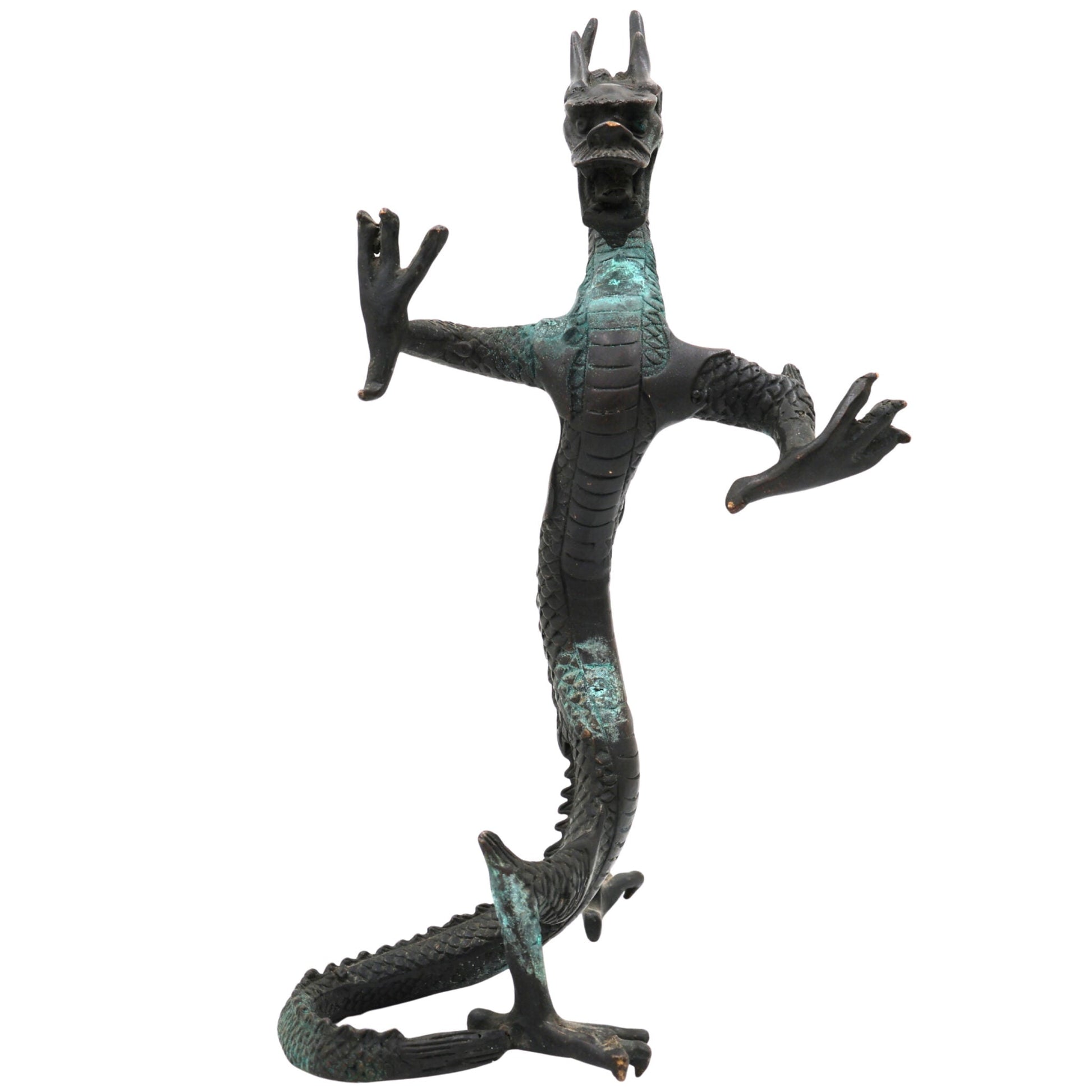 Brass Dragon Idol – Naga, Sarpa, Naag, Shesha, Vasuki, Airavata Mythical Serpent Figurine for Home & Temple Decor,Brown, 9.5 Inch, 1 Piece