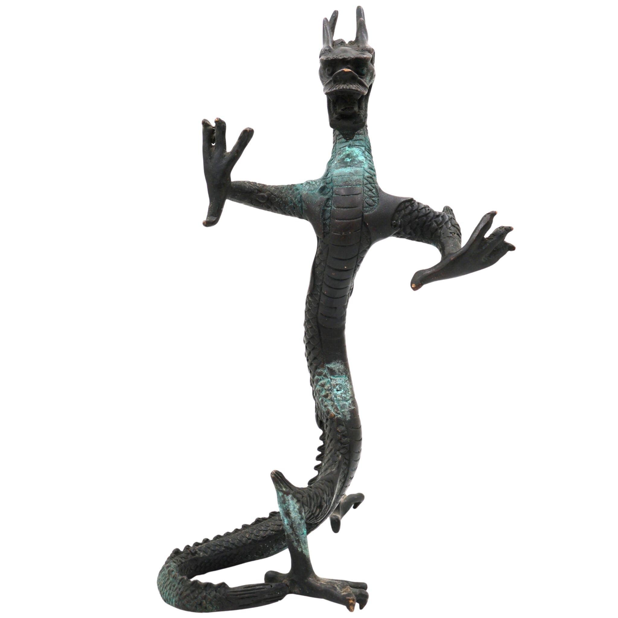Brass Dragon Idol – Naga, Sarpa, Naag, Shesha, Vasuki, Airavata Mythical Serpent Figurine for Home & Temple Decor,Brown, 9.5 Inch, 1 Piece
