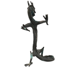 Brass Dragon Idol – Naga, Sarpa, Naag, Shesha, Vasuki, Airavata Mythical Serpent Figurine for Home & Temple Decor,Brown, 9.5 Inch, 1 Piece
