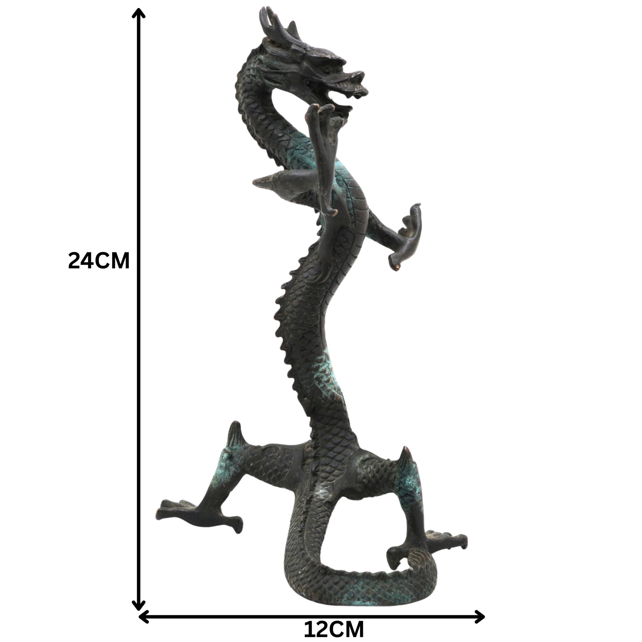 Brass Dragon Idol – Naga, Sarpa, Naag, Shesha, Vasuki, Airavata Mythical Serpent Figurine for Home & Temple Decor,Brown, 9.5 Inch, 1 Piece