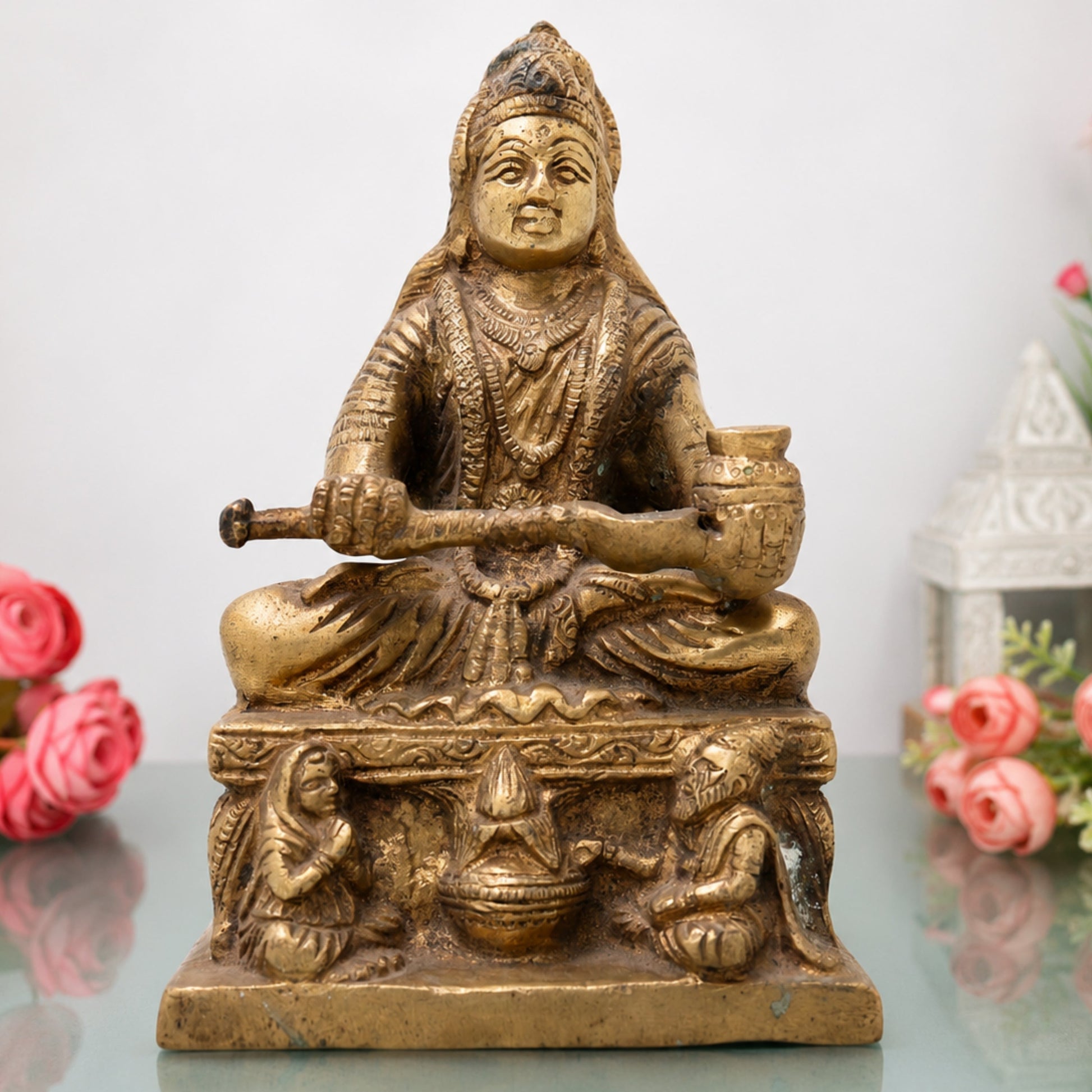 Brass Annapurna Devi Idol | Kashi Annapoorna Mata Murti | Anna Lakshmi Vigraham for Pooja Room, Temple & Home Decor,Gold, 5.5 Inch, 1 Piece