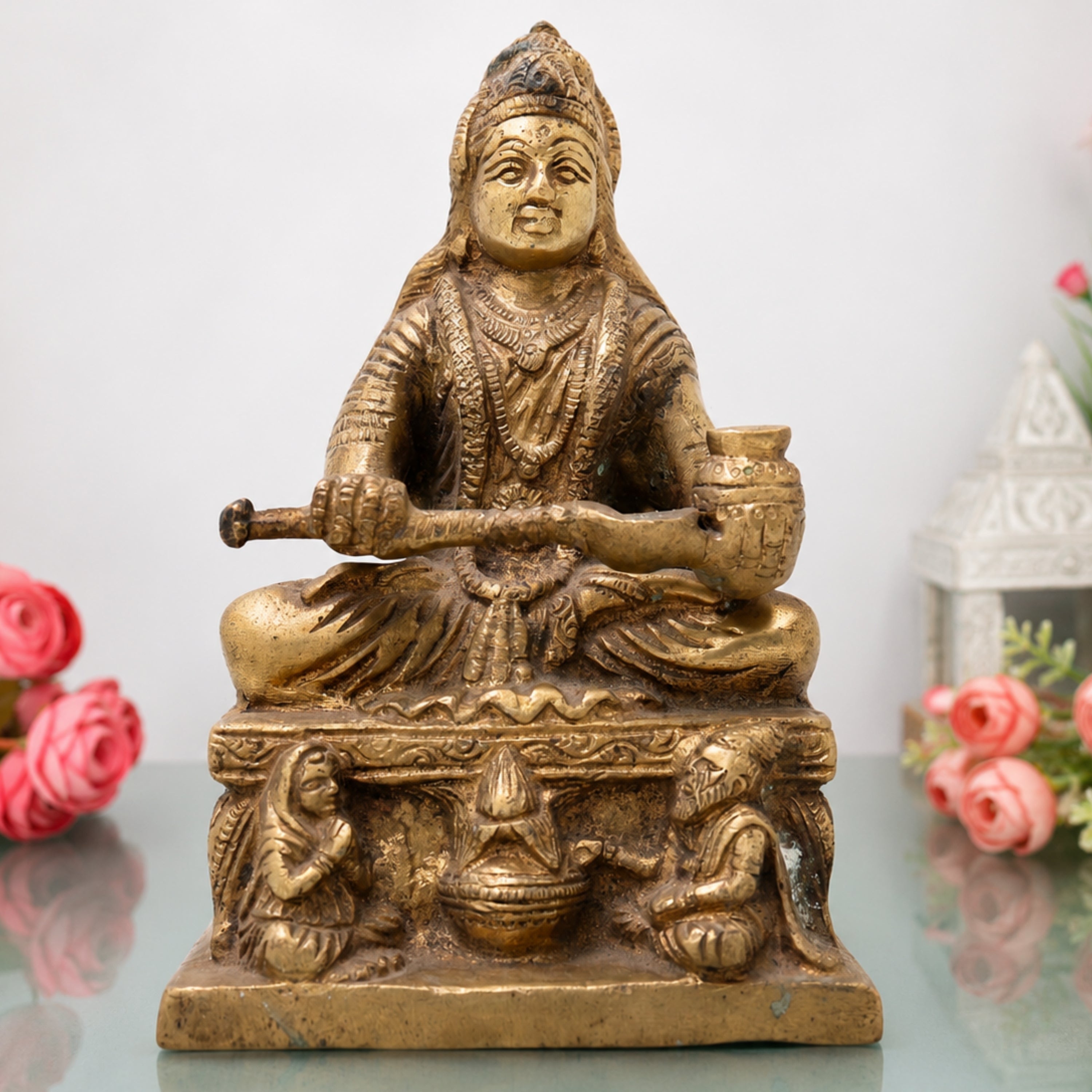 Brass Annapurna Devi Idol | Kashi Annapoorna Mata Murti | Anna Lakshmi Vigraham for Pooja Room, Temple & Home Decor,Gold, 5.5 Inch, 1 Piece