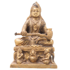 Brass Annapurna Devi Idol | Kashi Annapoorna Mata Murti | Anna Lakshmi Vigraham for Pooja Room, Temple & Home Decor,Gold, 5.5 Inch, 1 Piece