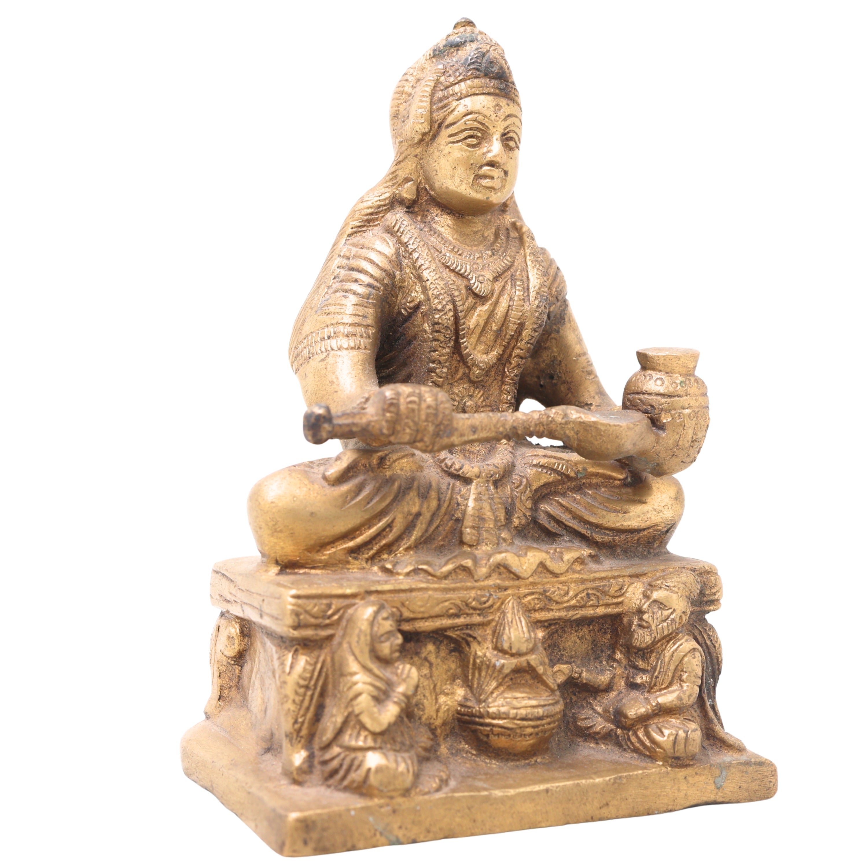Brass Annapurna Devi Idol | Kashi Annapoorna Mata Murti | Anna Lakshmi Vigraham for Pooja Room, Temple & Home Decor,Gold, 5.5 Inch, 1 Piece