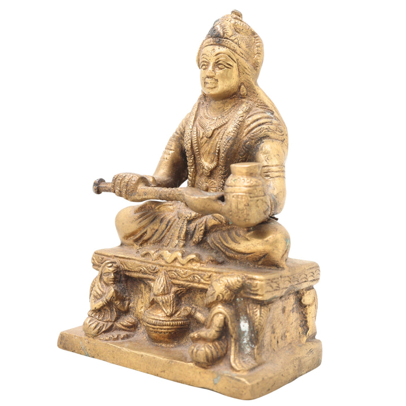 Brass Annapurna Devi Idol | Kashi Annapoorna Mata Murti | Anna Lakshmi Vigraham for Pooja Room, Temple & Home Decor,Gold, 5.5 Inch, 1 Piece