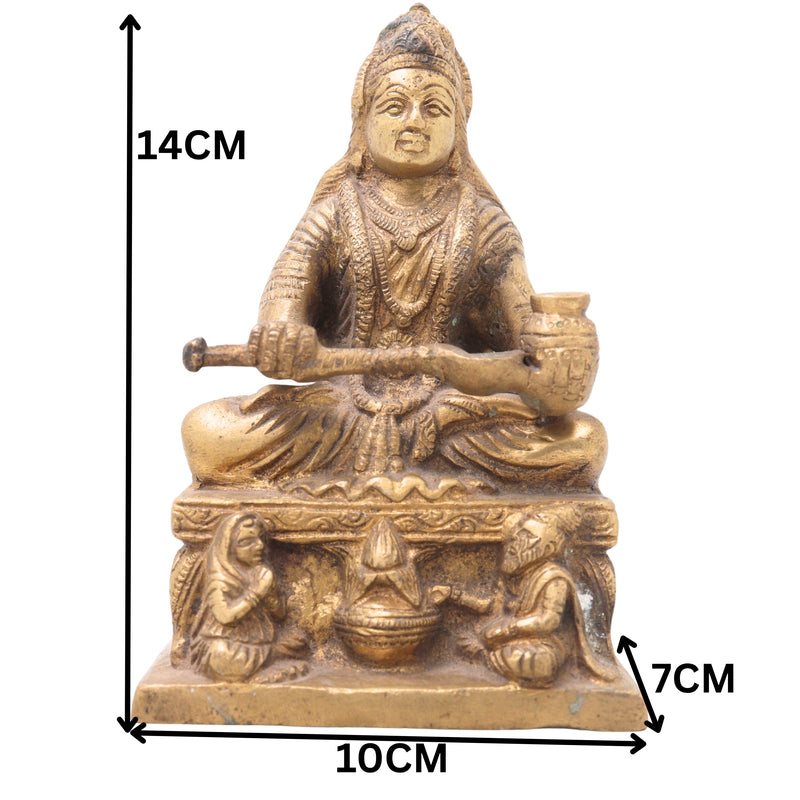 Brass Annapurna Devi Idol | Kashi Annapoorna Mata Murti | Anna Lakshmi Vigraham for Pooja Room, Temple & Home Decor,Gold, 5.5 Inch, 1 Piece
