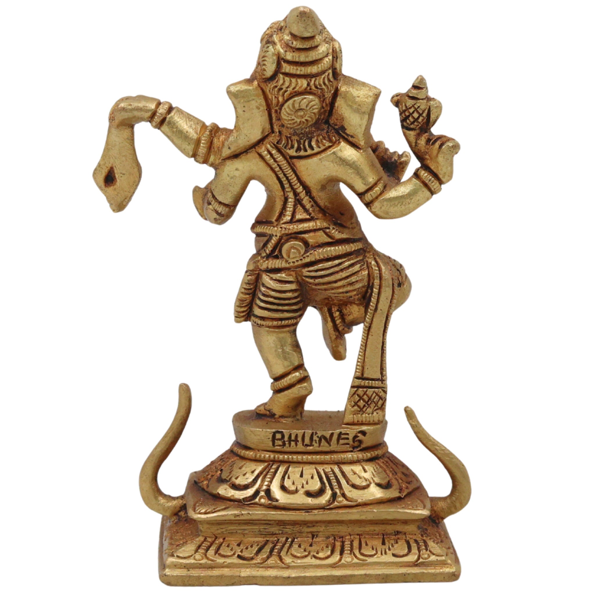 Handcrafted Brass Ganpati Ganesh Idol | Vinayaka Pital Murti for Home Temple Office Decor | Vighnaharta Gajanana Statue ,Gold, 5 Inch, 1 Piece