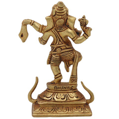 Handcrafted Brass Ganpati Ganesh Idol | Vinayaka Pital Murti for Home Temple Office Decor | Vighnaharta Gajanana Statue ,Gold, 5 Inch, 1 Piece