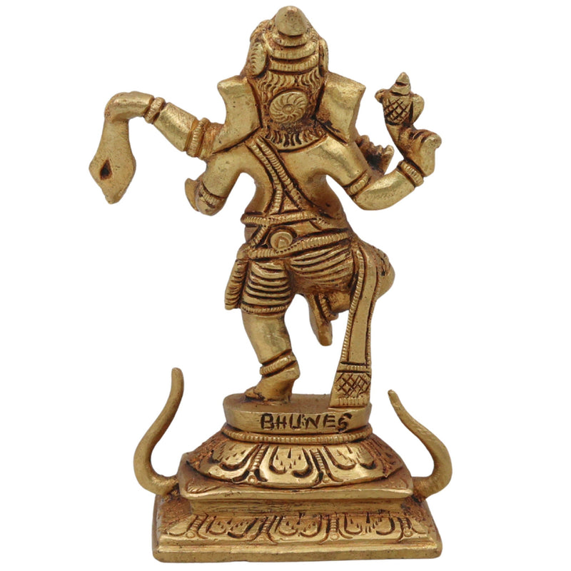 Handcrafted Brass Ganpati Ganesh Idol | Vinayaka Pital Murti for Home Temple Office Decor | Vighnaharta Gajanana Statue ,Gold, 5 Inch, 1 Piece