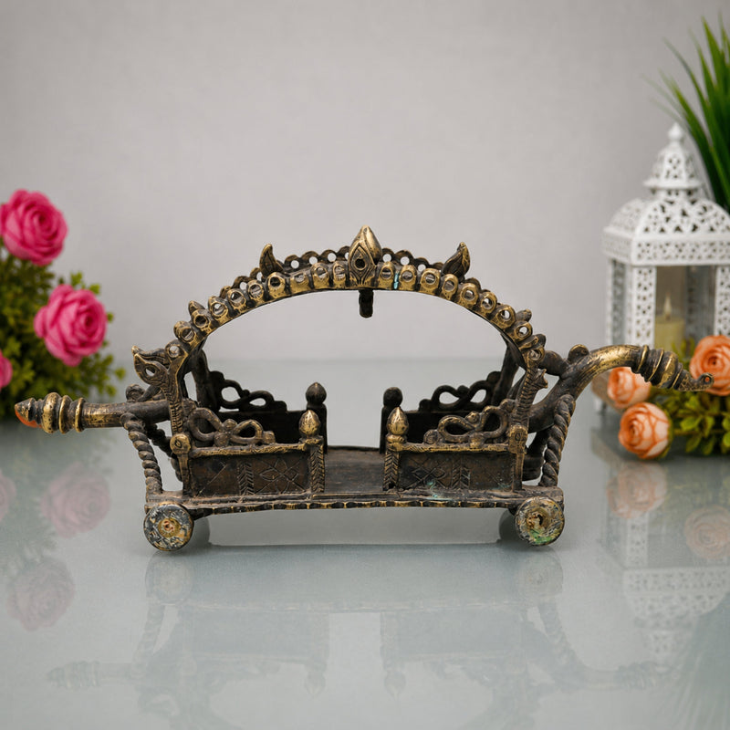 Brass Antique Doli Pallaki Palanquin for Deity Idol Pooja, Temple Decor, Gifting, Handcrafted Traditional Chola Art, Brown, 5 Inch, 1 Piece