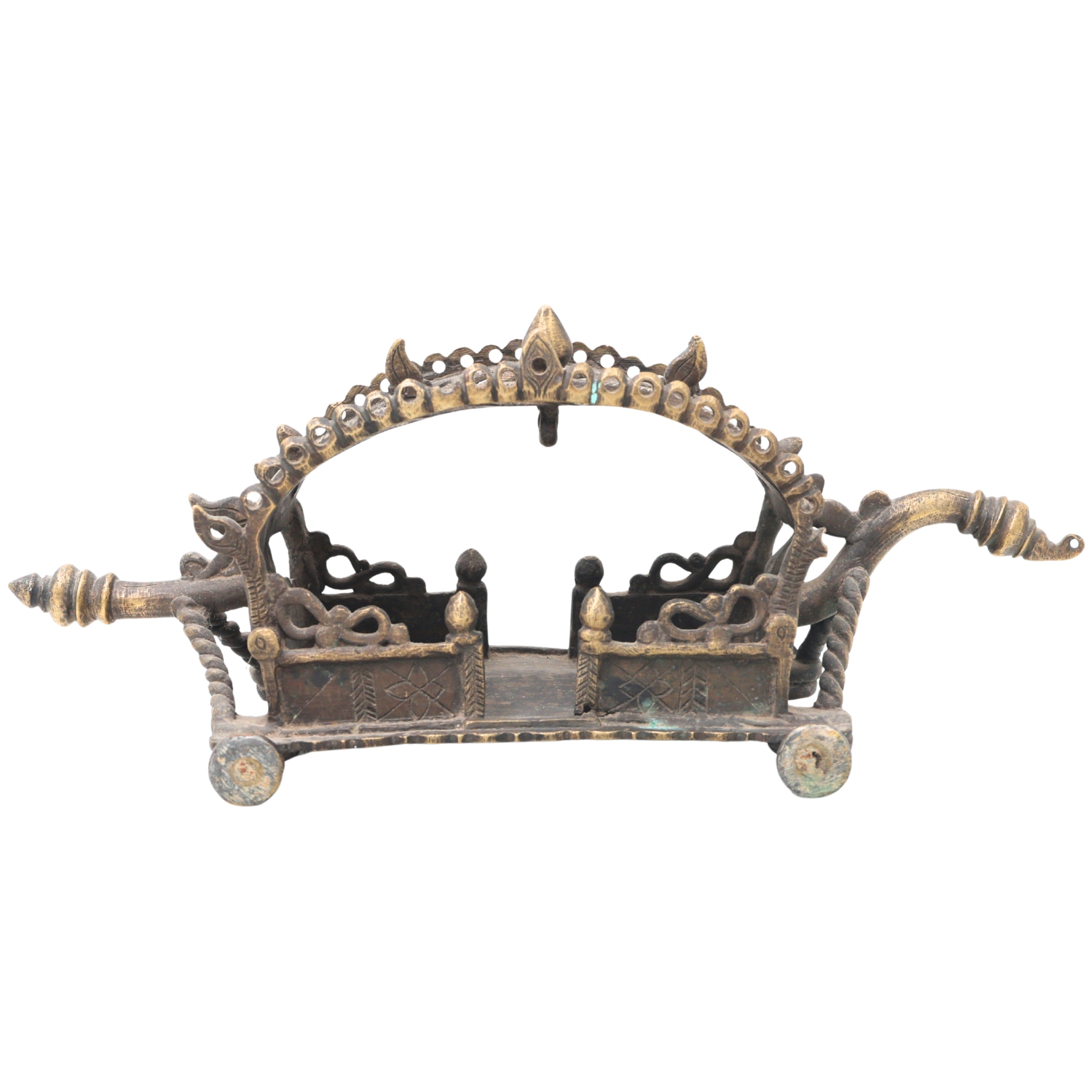 Brass Antique Doli Pallaki Palanquin for Deity Idol Pooja, Temple Decor, Gifting, Handcrafted Traditional Chola Art, Brown, 5 Inch, 1 Piece