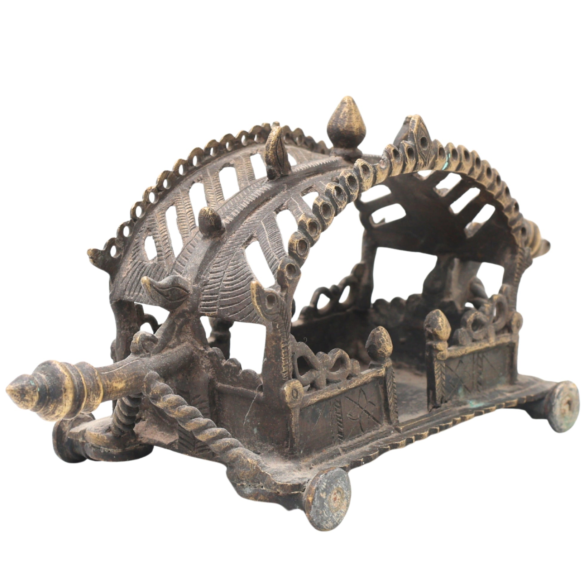 Brass Antique Doli Pallaki Palanquin for Deity Idol Pooja, Temple Decor, Gifting, Handcrafted Traditional Chola Art, Brown, 5 Inch, 1 Piece