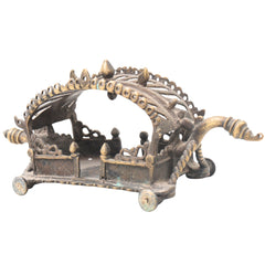 Brass Antique Doli Pallaki Palanquin for Deity Idol Pooja, Temple Decor, Gifting, Handcrafted Traditional Chola Art, Brown, 5 Inch, 1 Piece