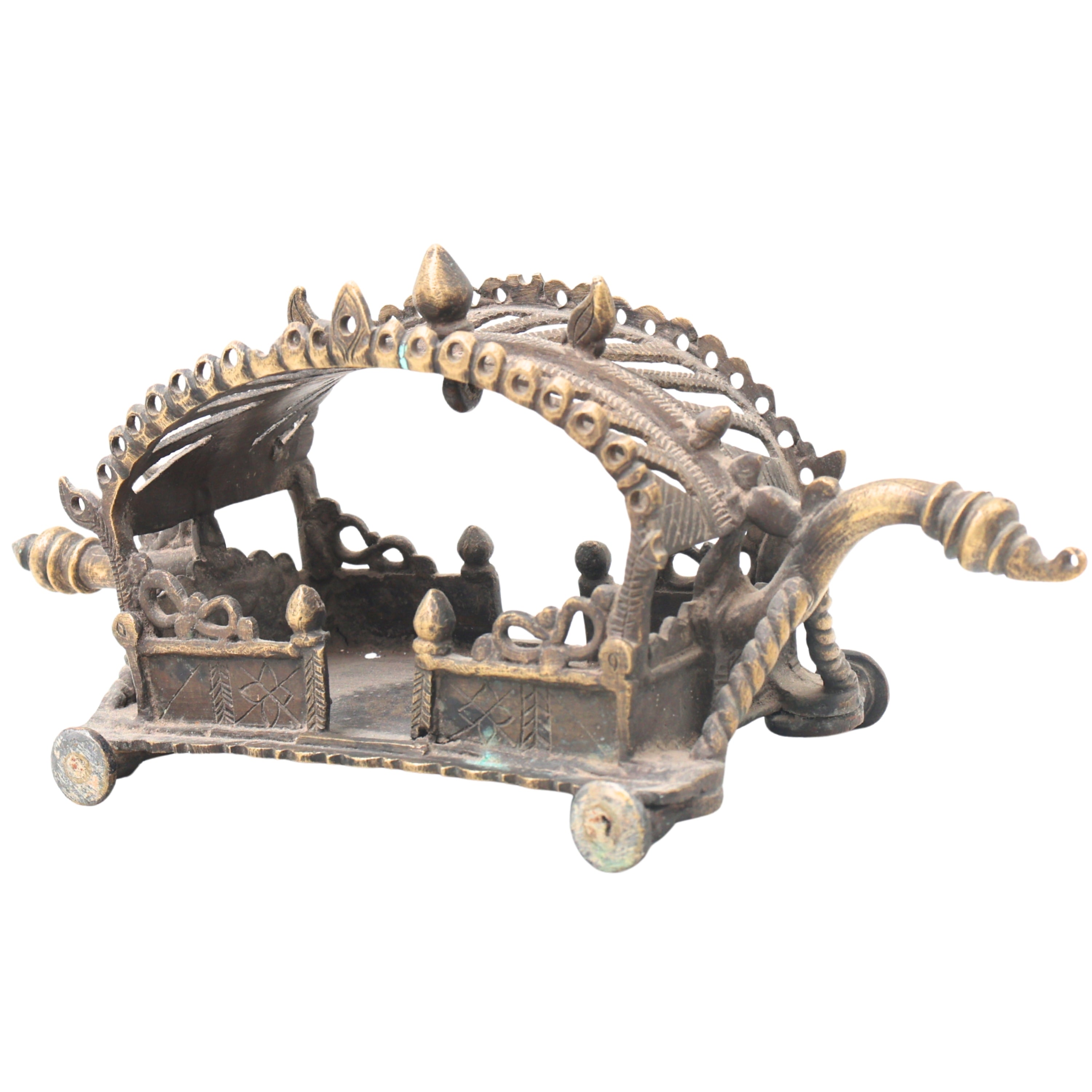 Brass Antique Doli Pallaki Palanquin for Deity Idol Pooja, Temple Decor, Gifting, Handcrafted Traditional Chola Art, Brown, 5 Inch, 1 Piece