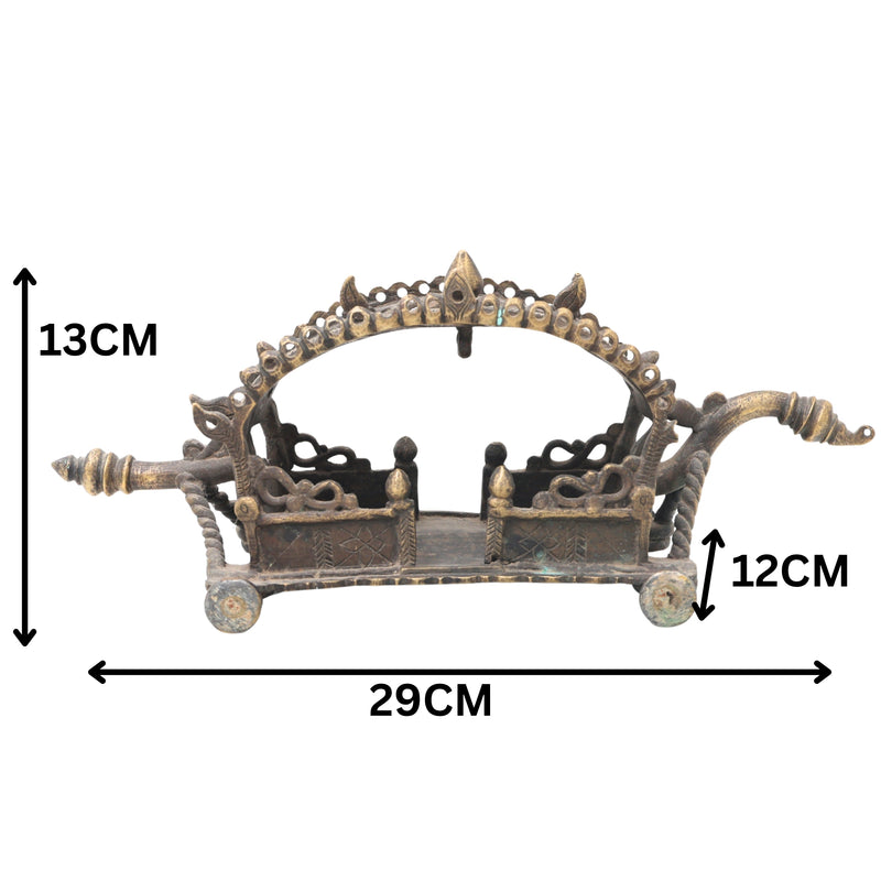 Brass Antique Doli Pallaki Palanquin for Deity Idol Pooja, Temple Decor, Gifting, Handcrafted Traditional Chola Art, Brown, 5 Inch, 1 Piece