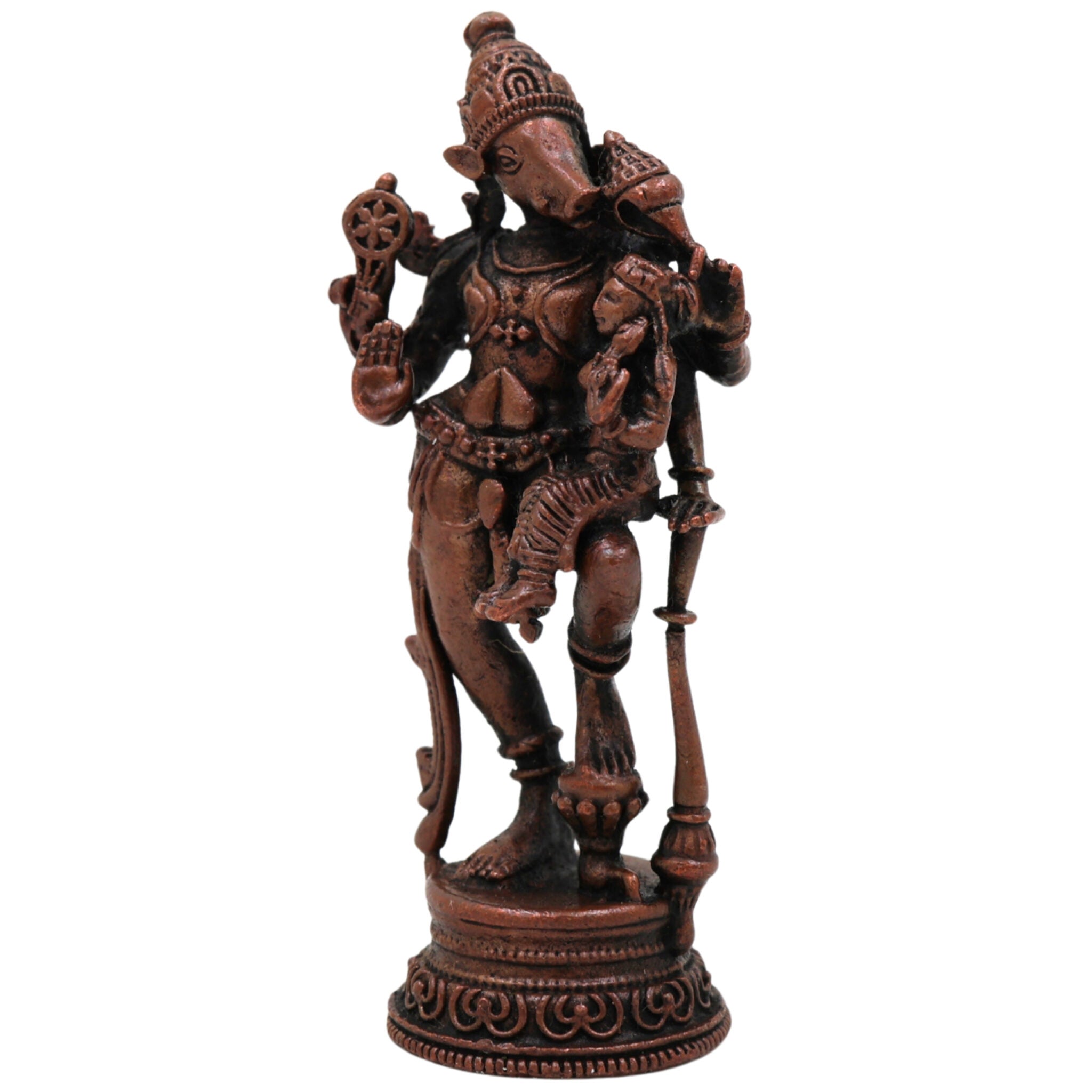 Copper Varaha Lakshmi Idol, Tamra Varaha Bhagwati Murti, Varahi Lakshmi Statue, Bhudevi Varaha Pooja Vigraham, Handcrafted Home Temple Decor,Brown, 3 Inch, 1 Piece