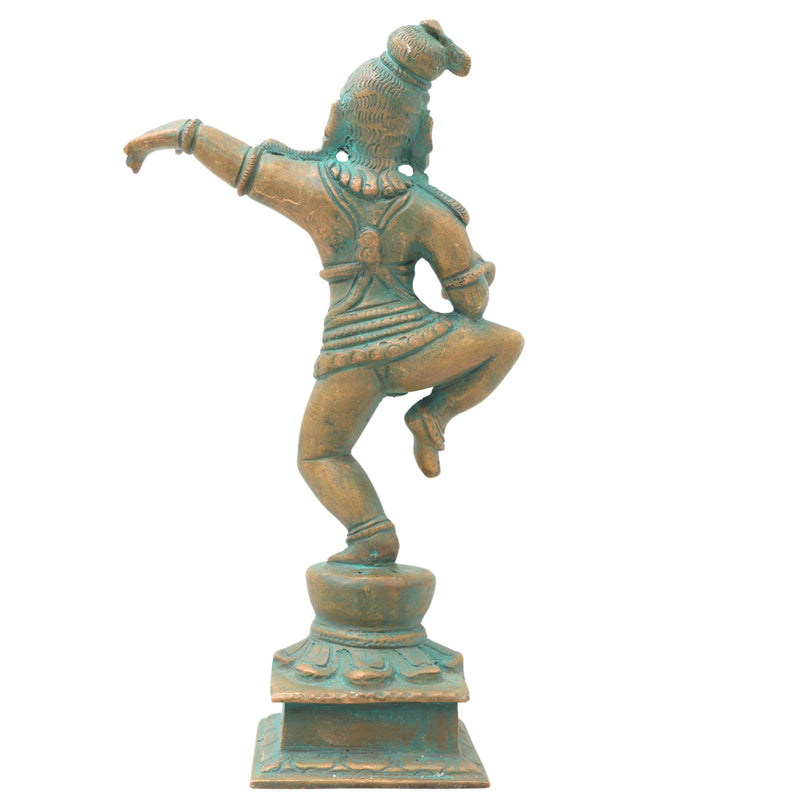 Exquisite Bronze Lord Krishna Idol, Handcrafted Panchaloha Gopal Statue, Makhan Chor Bal Gopal Murti for Temple & Home Decor,Brown, 7 Inch, 1 Piece