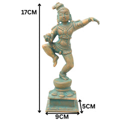 Exquisite Bronze Lord Krishna Idol, Handcrafted Panchaloha Gopal Statue, Makhan Chor Bal Gopal Murti for Temple & Home Decor,Brown, 7 Inch, 1 Piece