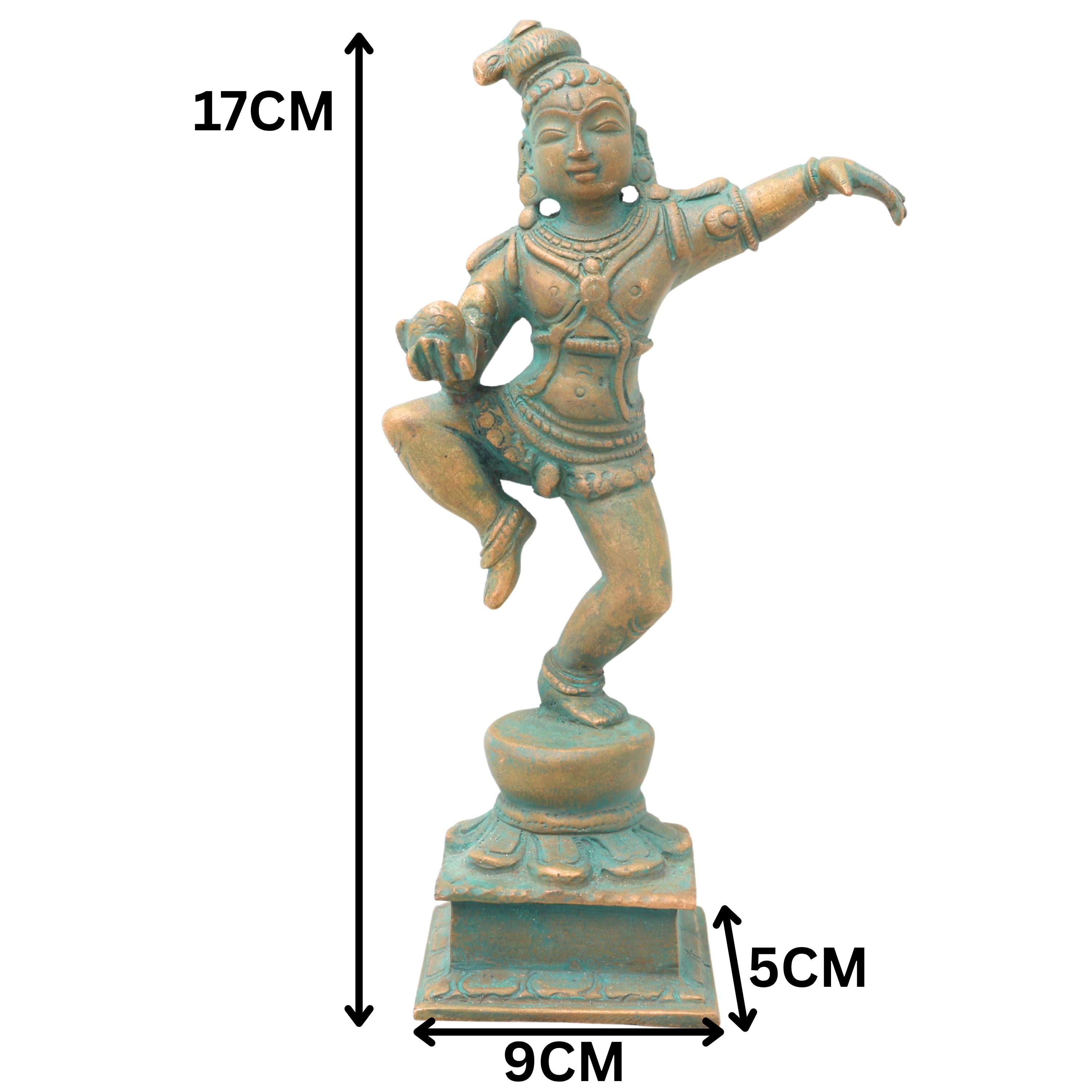 Exquisite Bronze Lord Krishna Idol, Handcrafted Panchaloha Gopal Statue, Makhan Chor Bal Gopal Murti for Temple & Home Decor,Brown, 7 Inch, 1 Piece