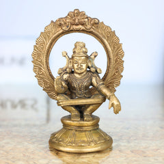 Handcrafted Panchaloha Swami Ayyappa Idol | Bronze Manikanta Sastha Dharma Shastha Murti for Pooja, Temple & Gift,Brown, 4.5 Inch, 1 Piece