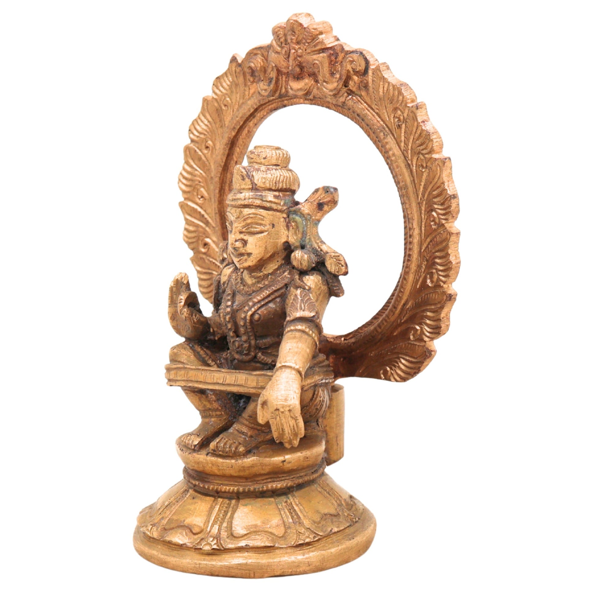 Handcrafted Panchaloha Swami Ayyappa Idol | Bronze Manikanta Sastha Dharma Shastha Murti for Pooja, Temple & Gift,Brown, 4.5 Inch, 1 Piece