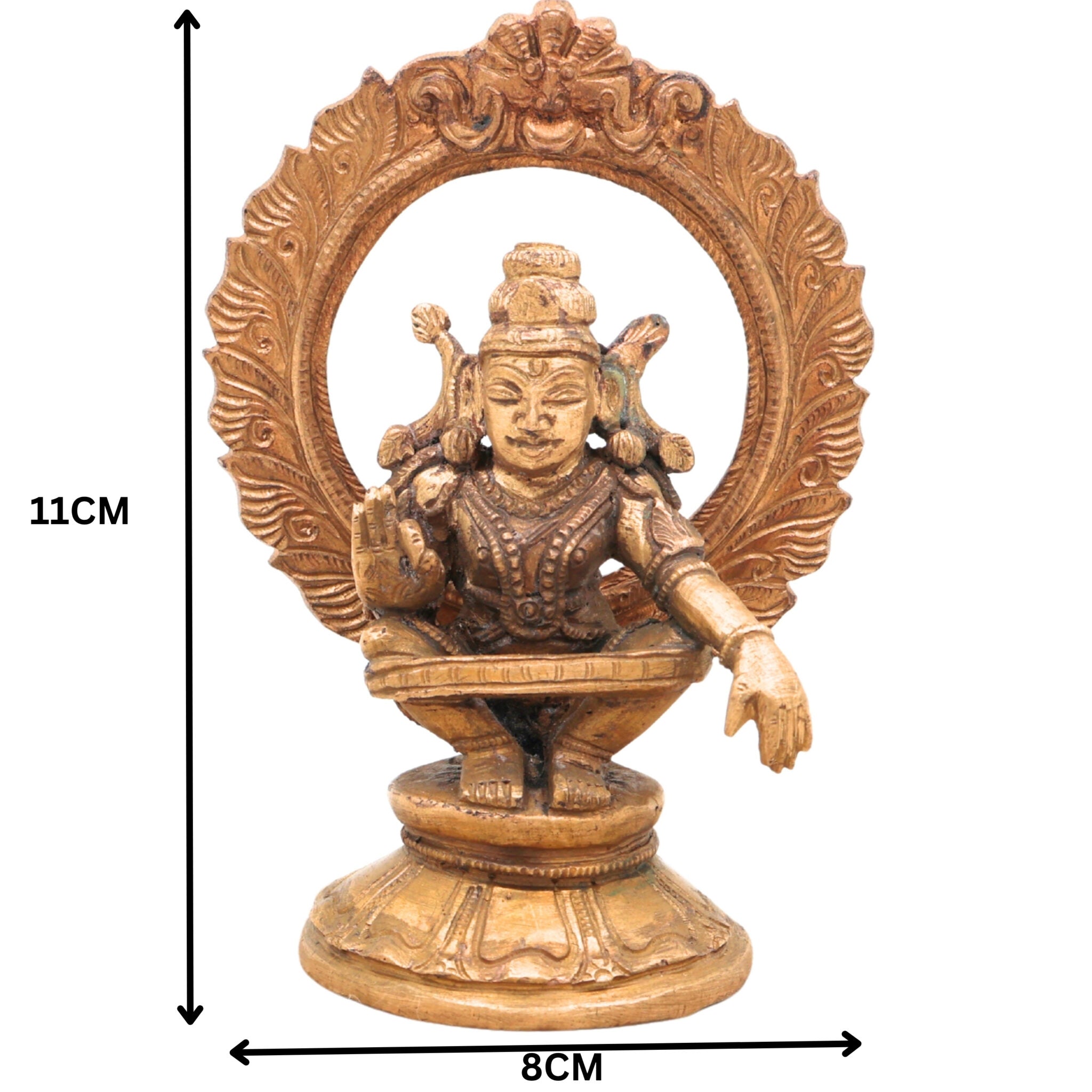 Handcrafted Panchaloha Swami Ayyappa Idol | Bronze Manikanta Sastha Dharma Shastha Murti for Pooja, Temple & Gift,Brown, 4.5 Inch, 1 Piece