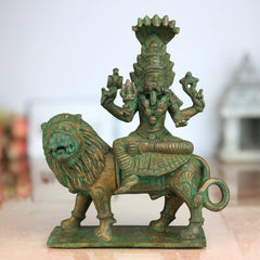 Handcrafted Bronze Pratyangira Devi Idol | Panchaloha Atharvana Bhadrakali, Narasimhi & Simhamukhi Statue for Home, Temple & Office Decor,Brown, 7.5 Inch, 1 Piece
