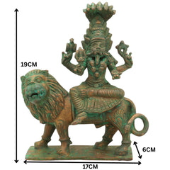 Handcrafted Bronze Pratyangira Devi Idol | Panchaloha Atharvana Bhadrakali, Narasimhi & Simhamukhi Statue for Home, Temple & Office Decor,Brown, 7.5 Inch, 1 Piece