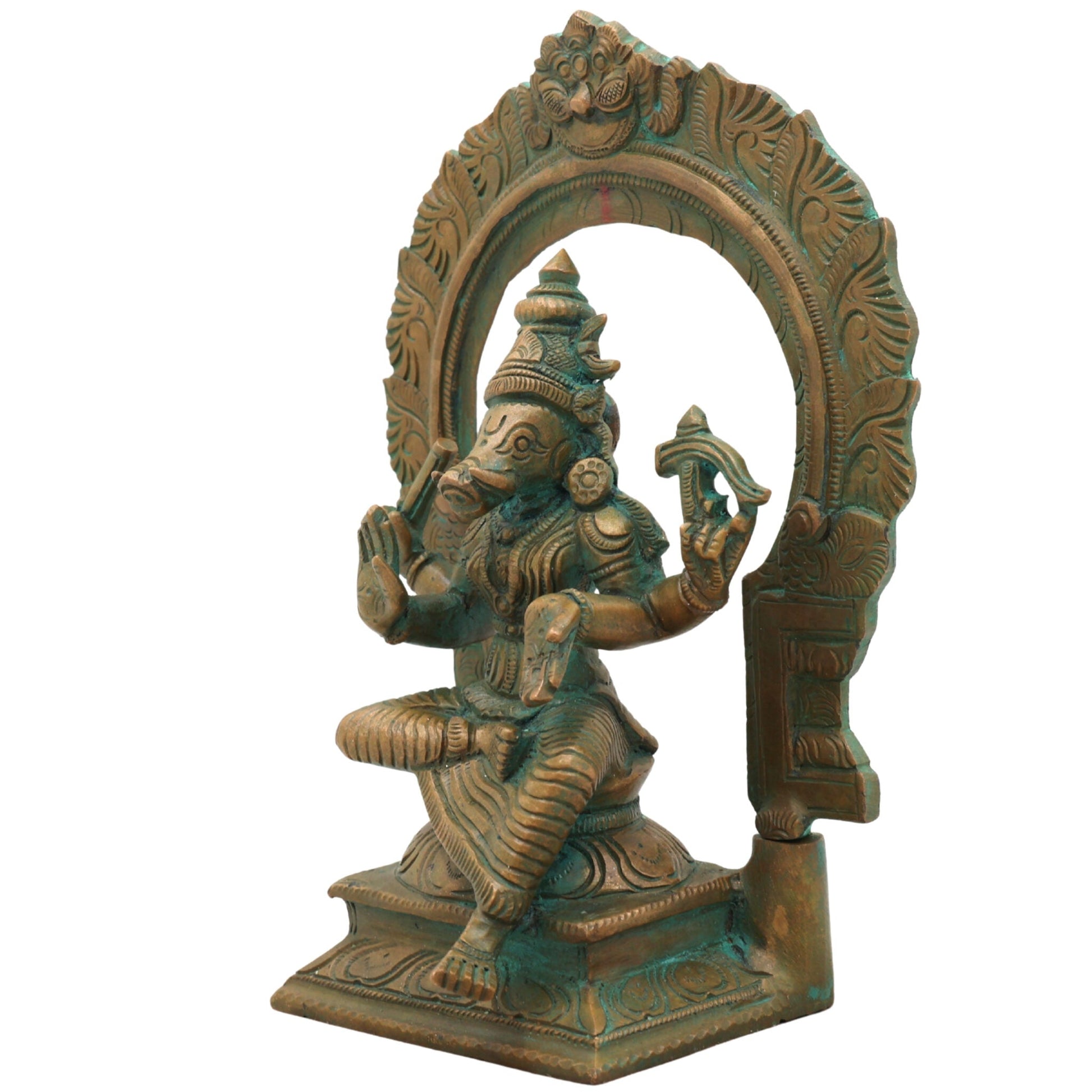Handcrafted Bronze Varahi Idol | Panchaloha Varahi Murti | Goddess Varahi Statue for Temple & Pooja | South Indian Chola Style Bronze Idol,Brown, 7 Inch, 1 Piece