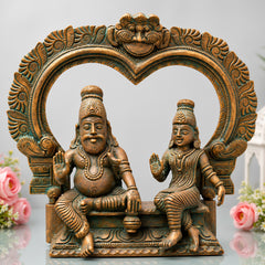 Handcrafted Panchaloha Agastya Rishi and Lopamudra Bronze Idol – Maharishi Agastya & Lopamudra Murti for Pooja, Temple, and Home Decor,Brown, 7 Inch, 1 Piece