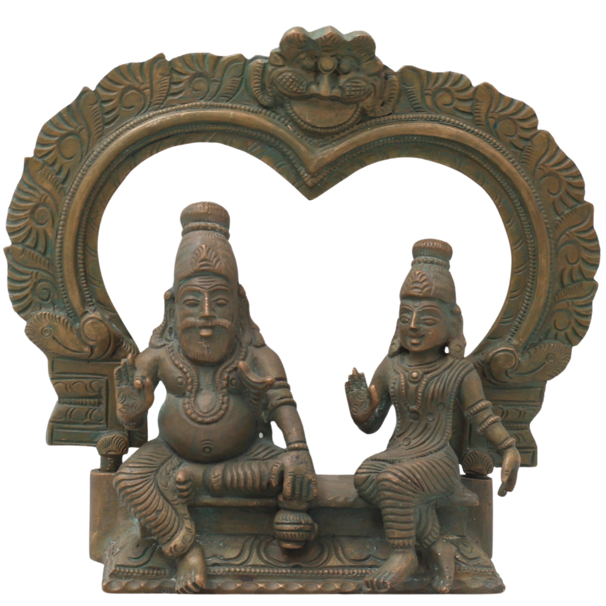 Handcrafted Panchaloha Agastya Rishi and Lopamudra Bronze Idol – Maharishi Agastya & Lopamudra Murti for Pooja, Temple, and Home Decor,Brown, 7 Inch, 1 Piece