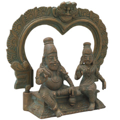 Handcrafted Panchaloha Agastya Rishi and Lopamudra Bronze Idol – Maharishi Agastya & Lopamudra Murti for Pooja, Temple, and Home Decor,Brown, 7 Inch, 1 Piece