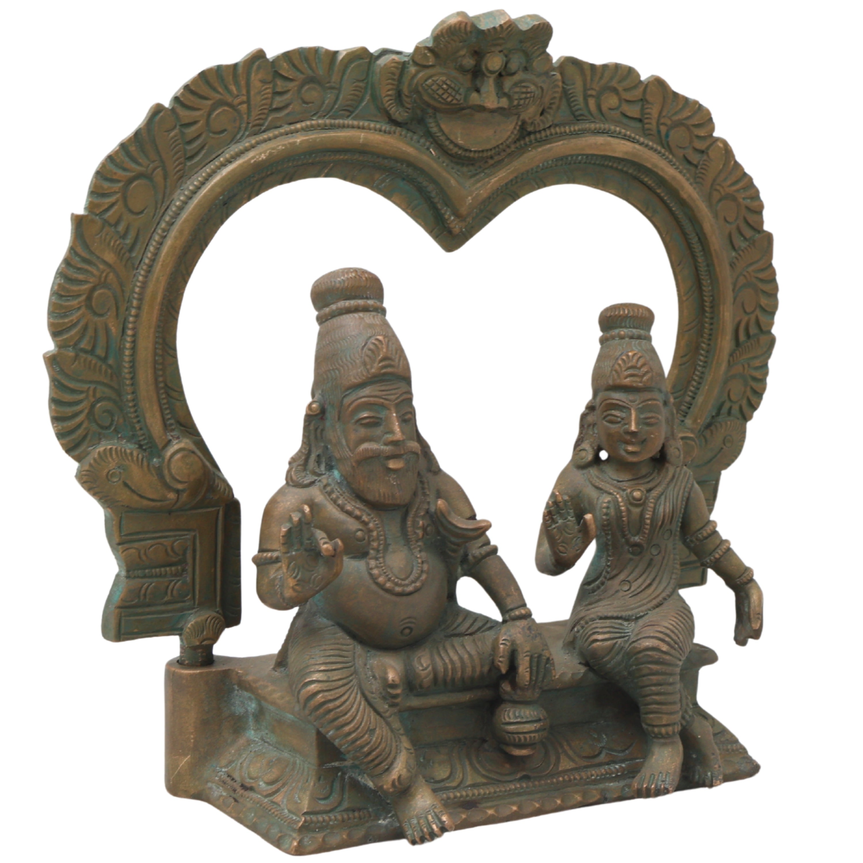 Handcrafted Panchaloha Agastya Rishi and Lopamudra Bronze Idol – Maharishi Agastya & Lopamudra Murti for Pooja, Temple, and Home Decor,Brown, 7 Inch, 1 Piece