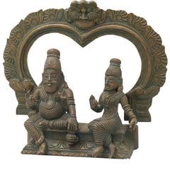 Handcrafted Panchaloha Agastya Rishi and Lopamudra Bronze Idol – Maharishi Agastya & Lopamudra Murti for Pooja, Temple, and Home Decor,Brown, 7 Inch, 1 Piece